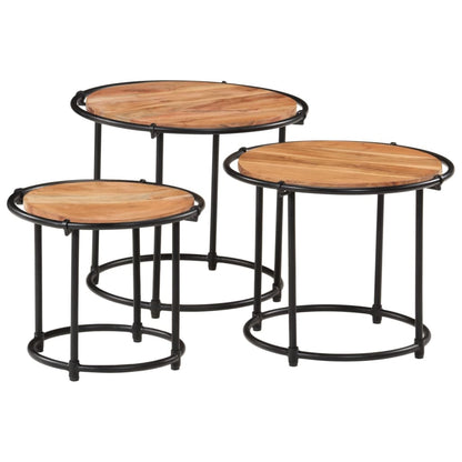 vidaXL Nesting Tables 3 pcs Solid Wood Acacia 3