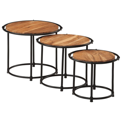 vidaXL Nesting Tables 3 pcs Solid Wood Acacia 4