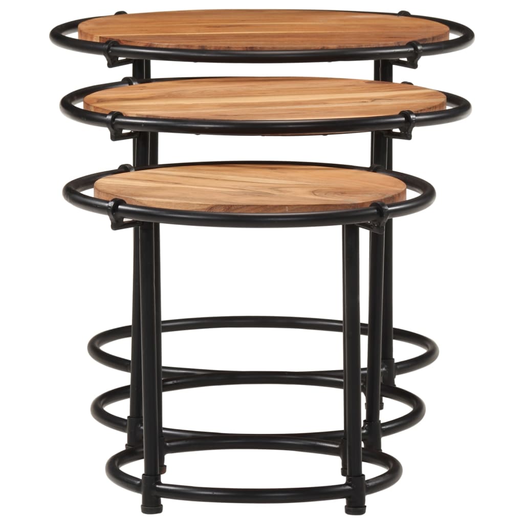 vidaXL Nesting Tables 3 pcs Solid Wood Acacia 5