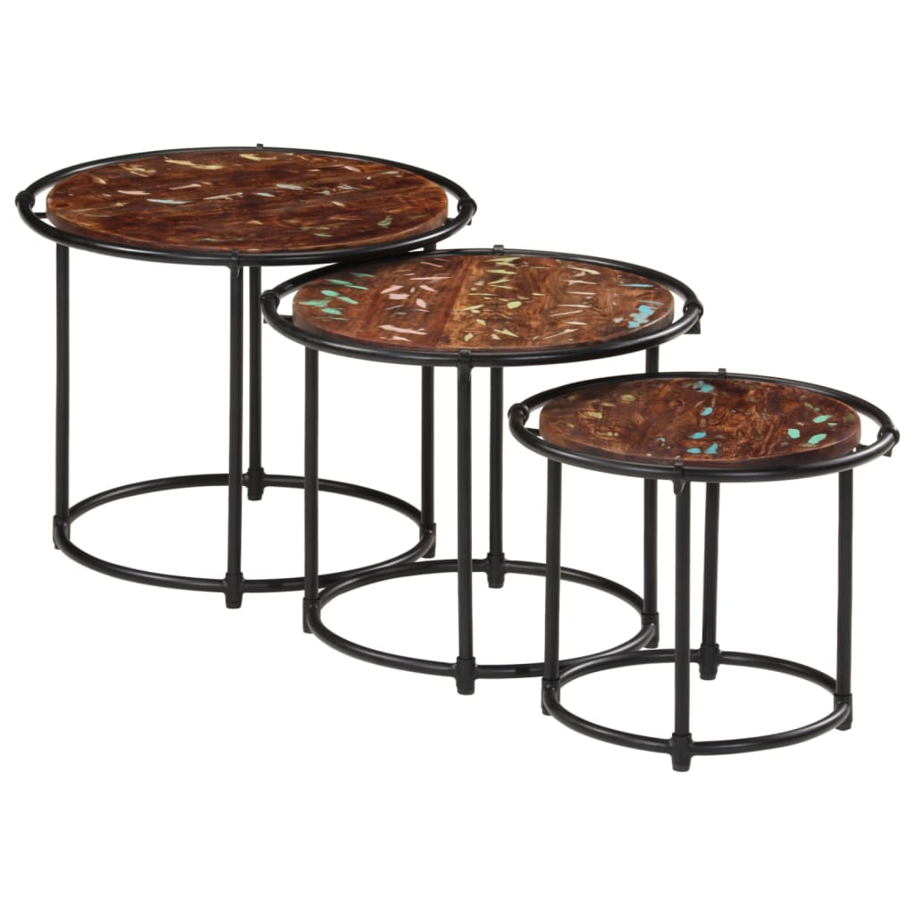 vidaXL Nesting Tables 3 pcs Solid Wood Reclaimed 4