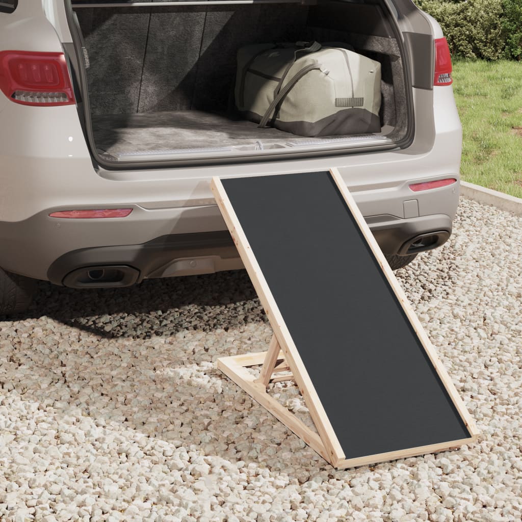 vidaXL Dog Ramp Grey 100x40 cm Solid Wood Fir 3