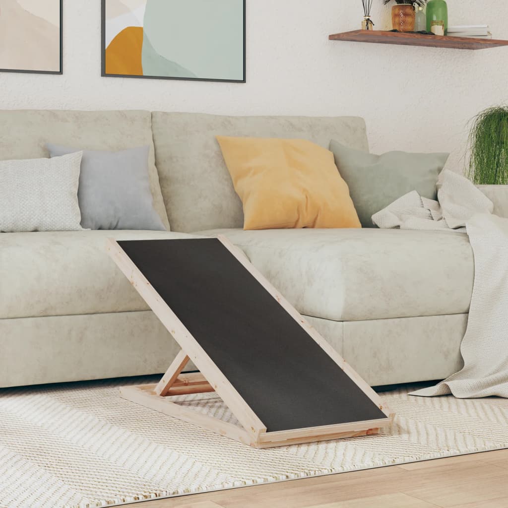 vidaXL Dog Ramp Grey 100x40 cm Solid Wood Fir 1