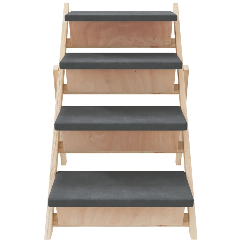 vidaXL Dog Stair Grey 105x47 cm Solid Wood Fir 5