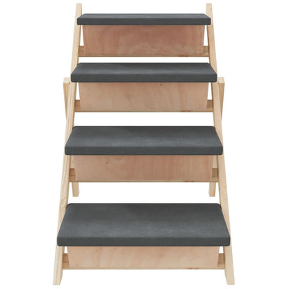 vidaXL Dog Stair Grey 105x47 cm Solid Wood Fir 5