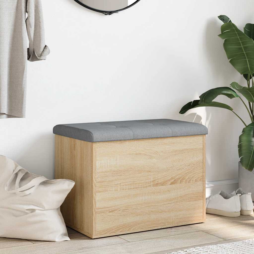 vidaXL Storage Bench Sonoma Oak 62x42x45 cm Engineered Wood 3