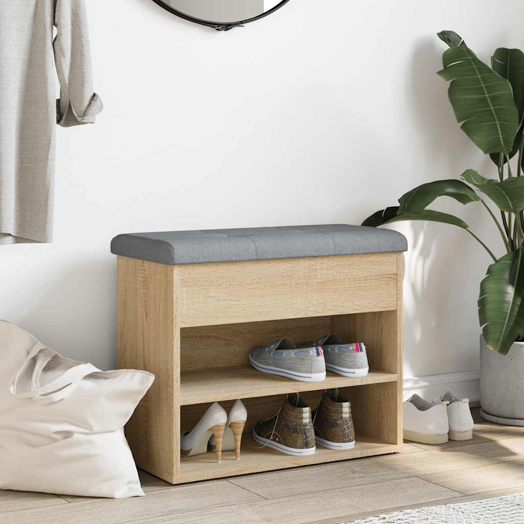 vidaXL Shoe Bench Sonoma Oak 62x32x50 cm Engineered Wood 3