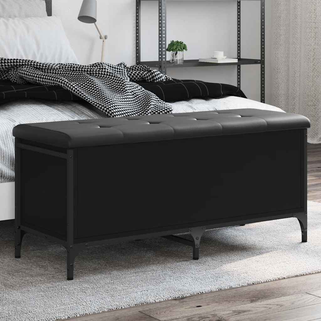 Storage Bench Engineered Wood Black