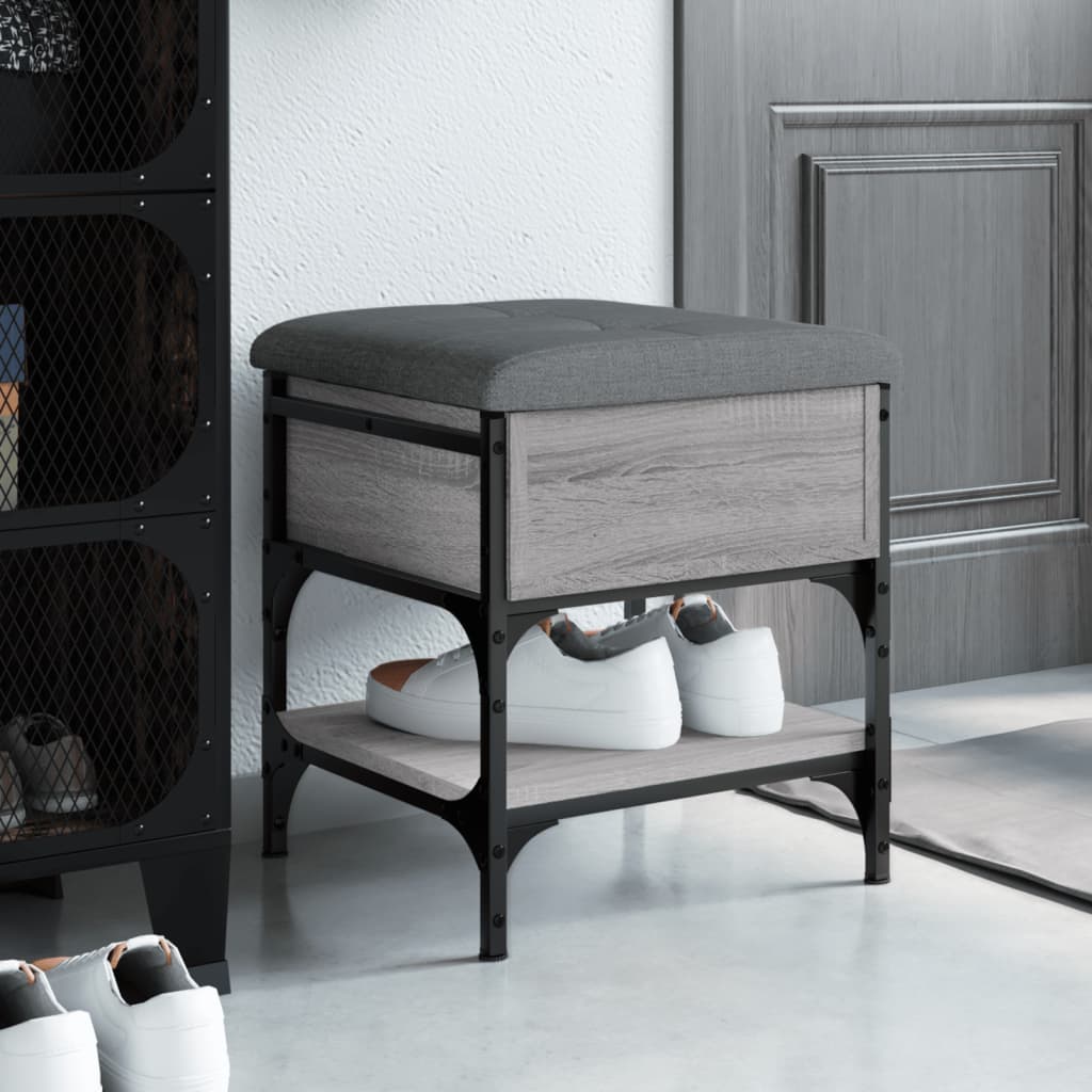 vidaXL Shoe Bench Grey Sonoma 42x42x45 cm Engineered Wood 1