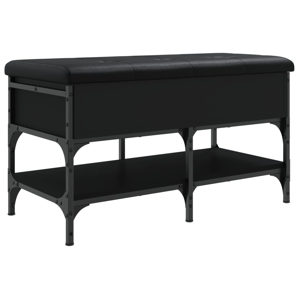 vidaXL Shoe Bench Black 82x42x45 cm Engineered Wood 2