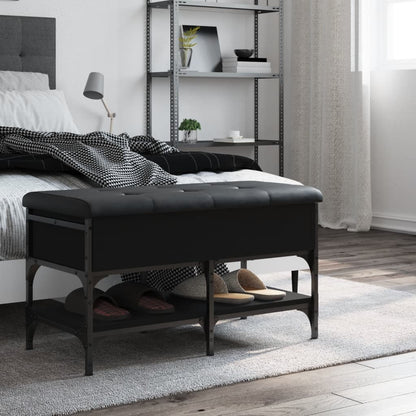 vidaXL Shoe Bench Black 82x42x45 cm Engineered Wood 3