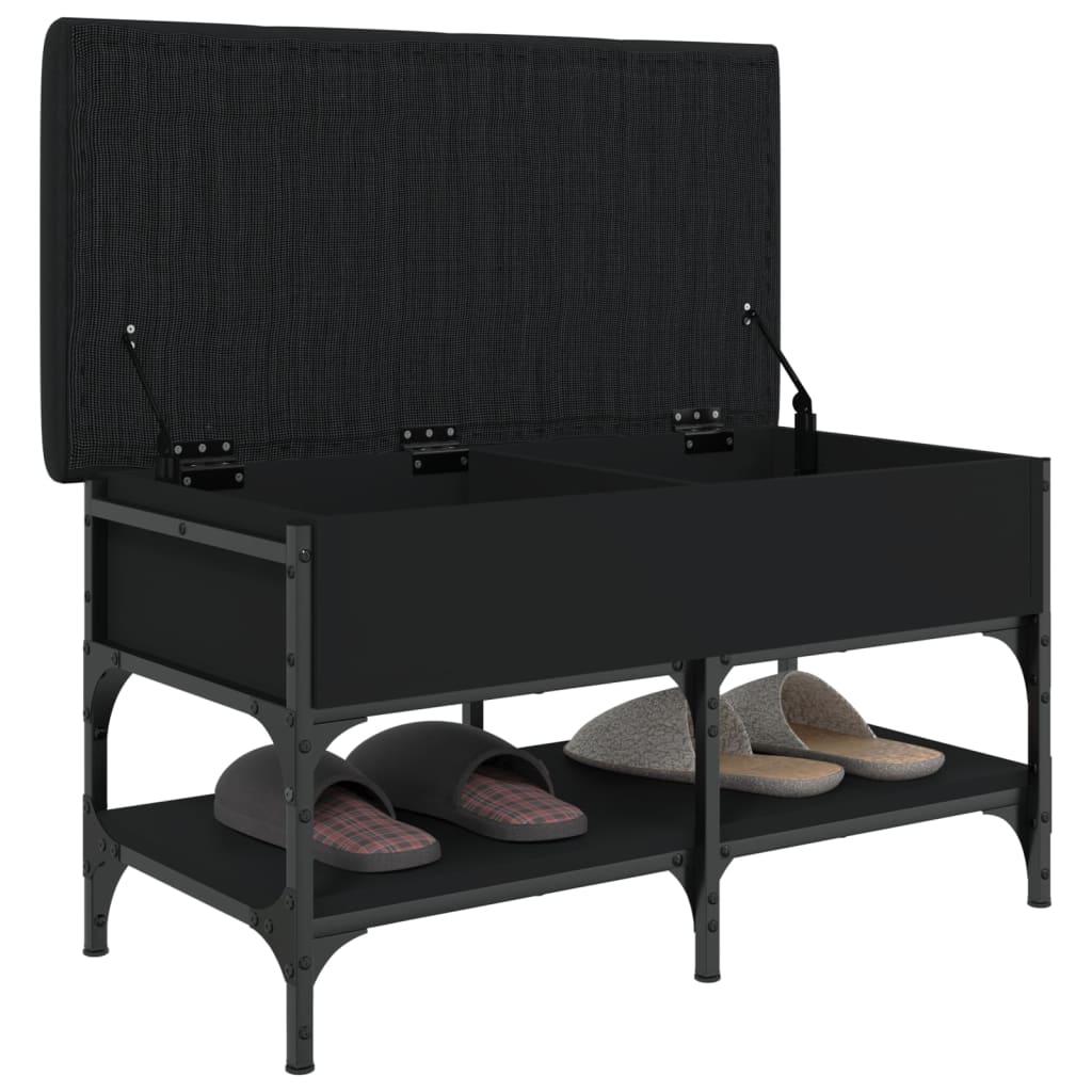 vidaXL Shoe Bench Black 82x42x45 cm Engineered Wood 4