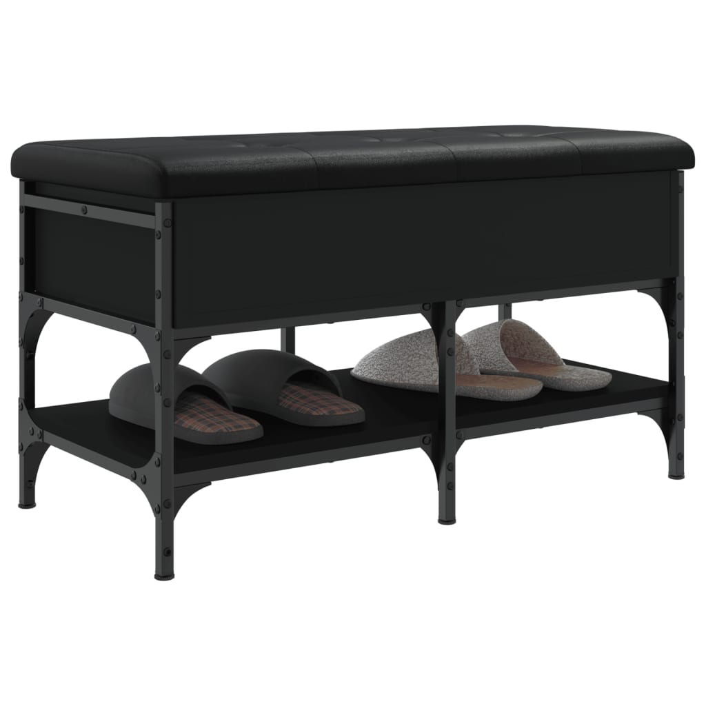 vidaXL Shoe Bench Black 82x42x45 cm Engineered Wood 5