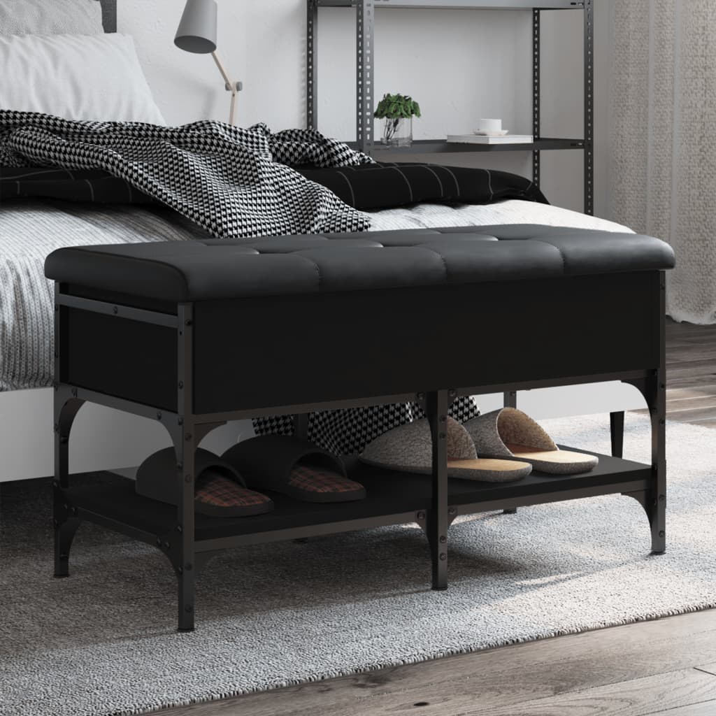 vidaXL Shoe Bench Black 82x42x45 cm Engineered Wood 1