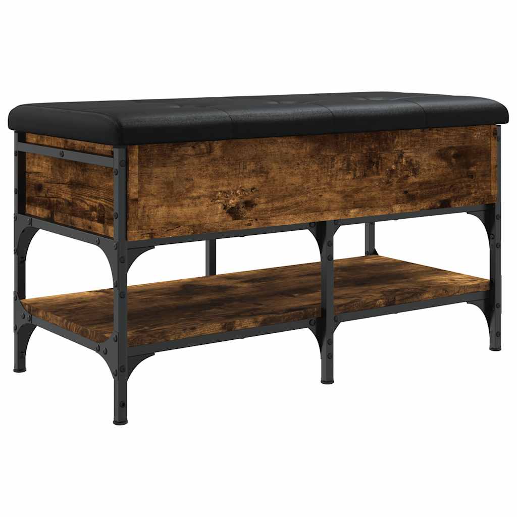 vidaXL Shoe Bench Smoked Oak 82x42x45 cm Engineered Wood 2
