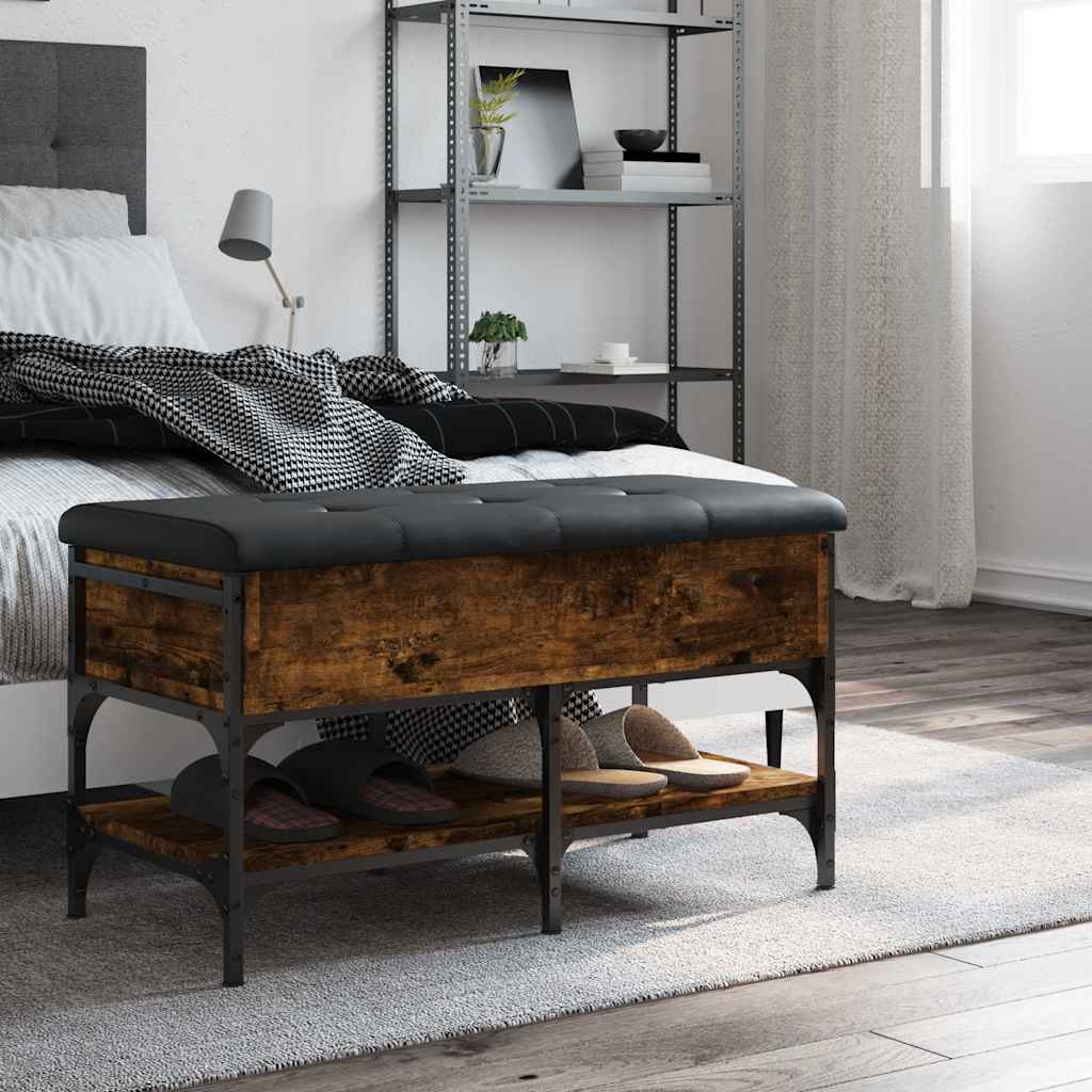 vidaXL Shoe Bench Smoked Oak 82x42x45 cm Engineered Wood 3