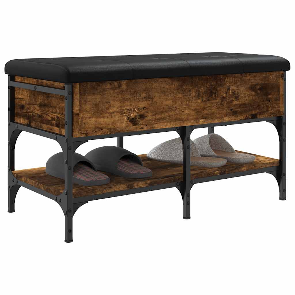 vidaXL Shoe Bench Smoked Oak 82x42x45 cm Engineered Wood 5
