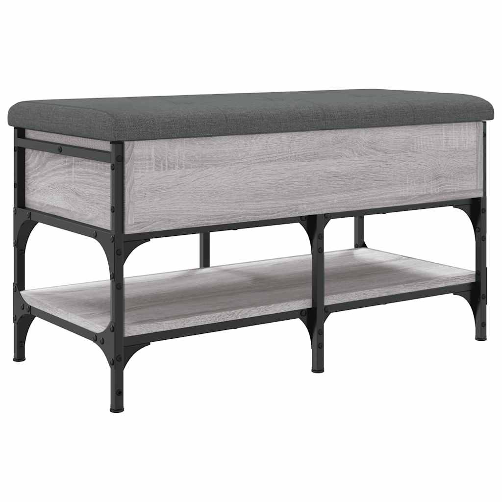 vidaXL Shoe Bench Grey Sonoma 82x42x45 cm Engineered Wood 2