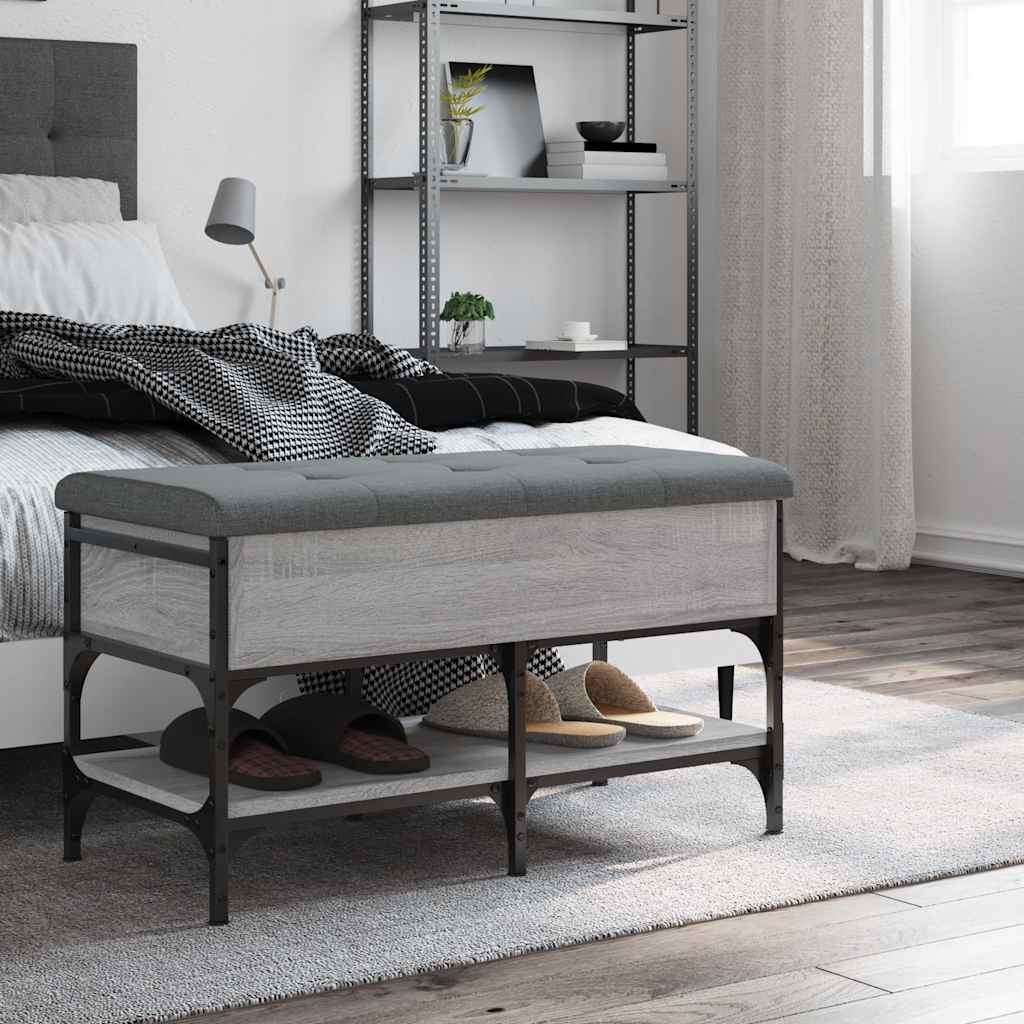 vidaXL Shoe Bench Grey Sonoma 82x42x45 cm Engineered Wood 3