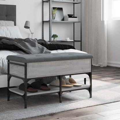 vidaXL Shoe Bench Grey Sonoma 82x42x45 cm Engineered Wood 3