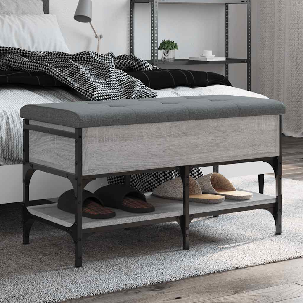 vidaXL Shoe Bench Grey Sonoma 82x42x45 cm Engineered Wood 1