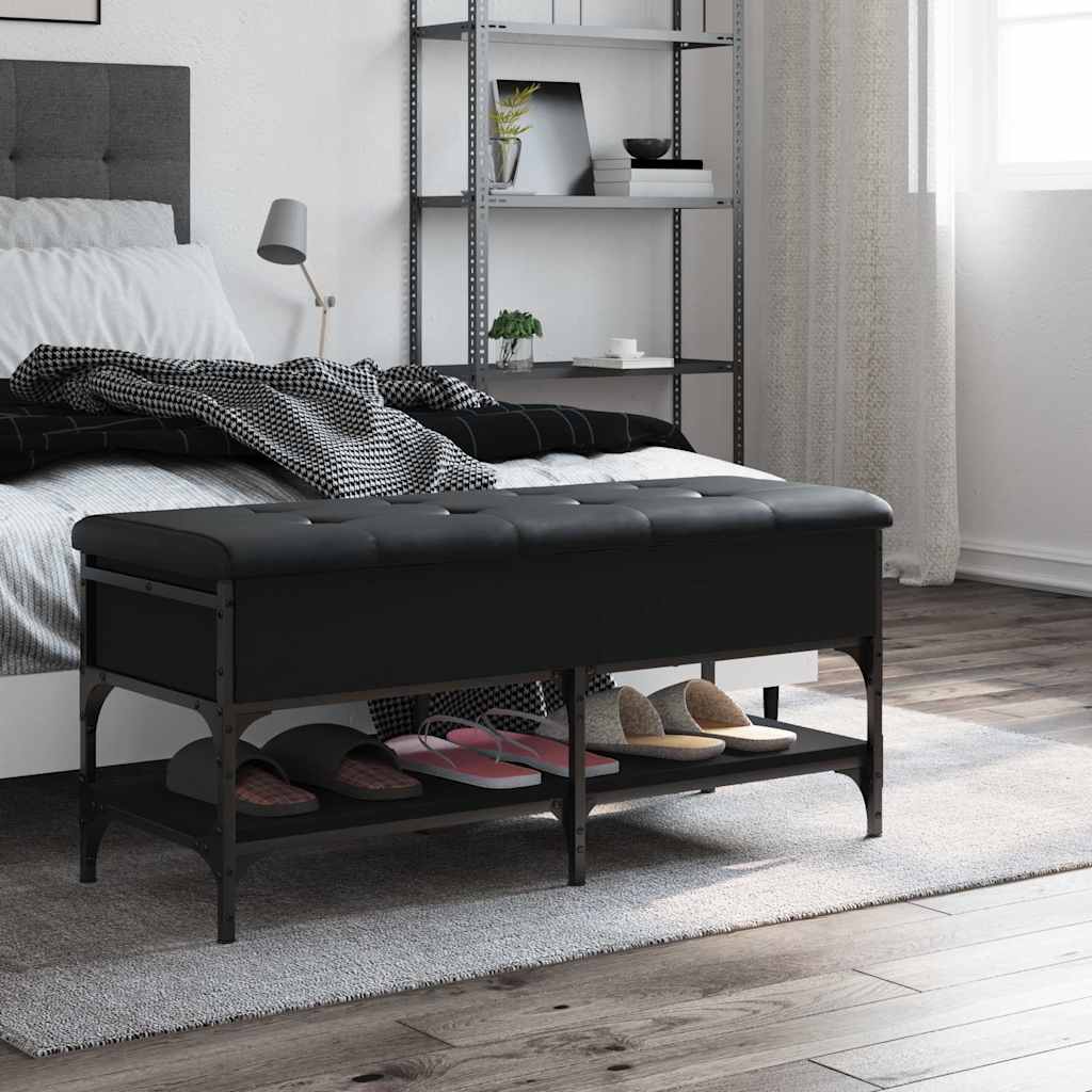 vidaXL Shoe Bench Black 102x42x45 cm Engineered Wood 3