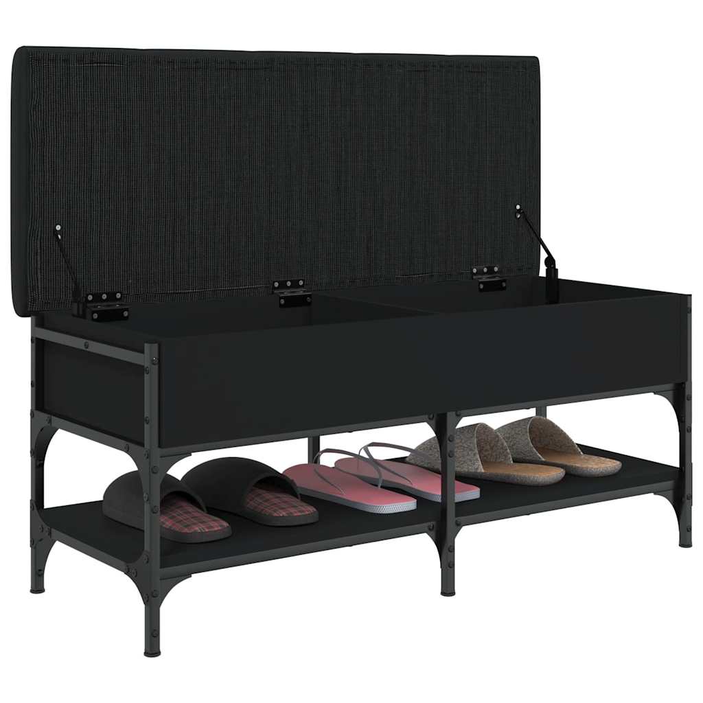 vidaXL Shoe Bench Black 102x42x45 cm Engineered Wood 4