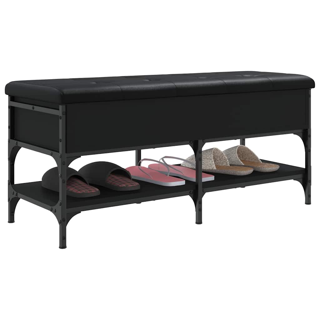 vidaXL Shoe Bench Black 102x42x45 cm Engineered Wood 5