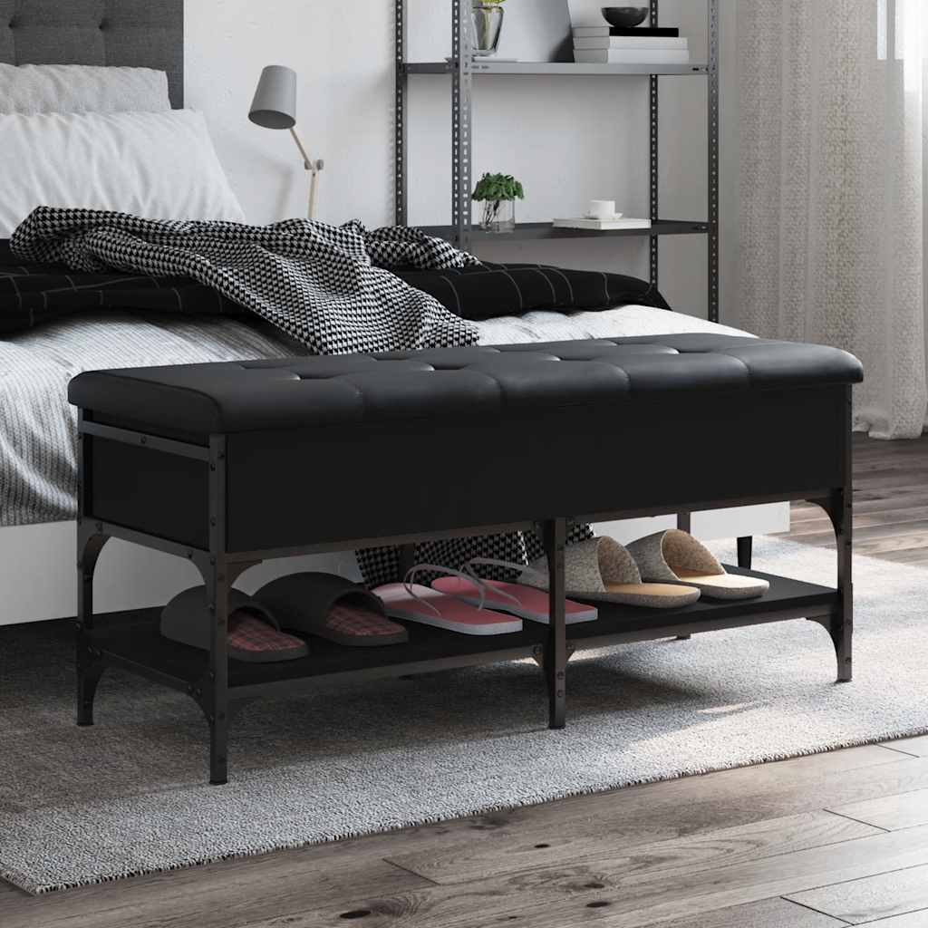 vidaXL Shoe Bench Black 102x42x45 cm Engineered Wood 1