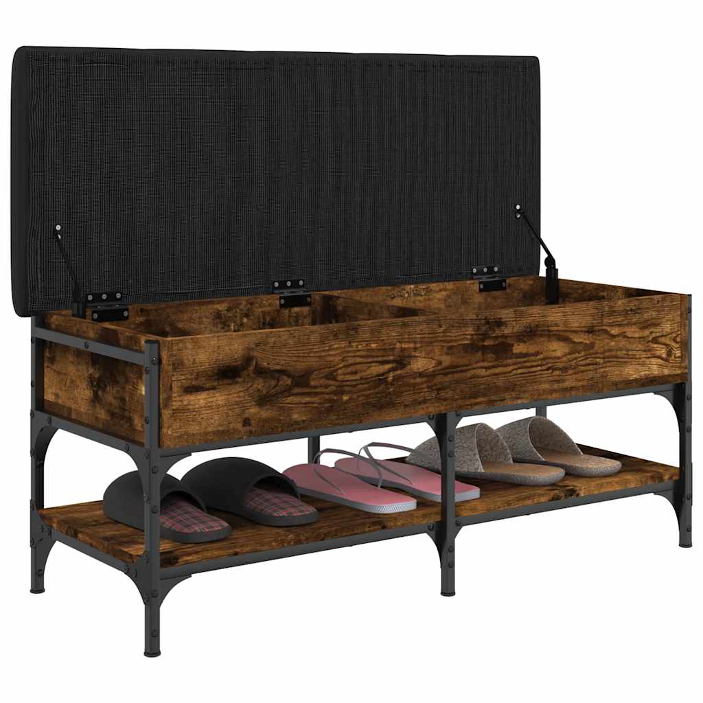 vidaXL Shoe Bench Smoked Oak 102x42x45 cm Engineered Wood 4