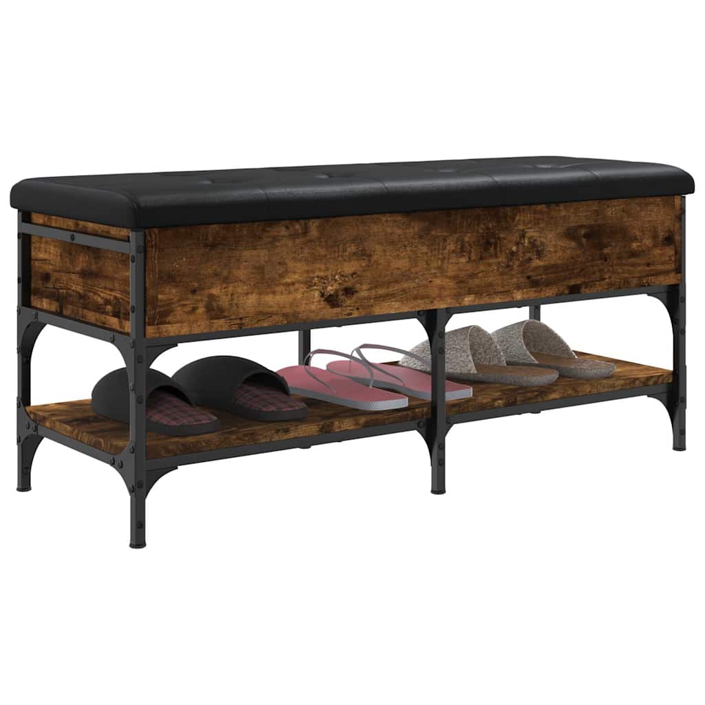vidaXL Shoe Bench Smoked Oak 102x42x45 cm Engineered Wood 5
