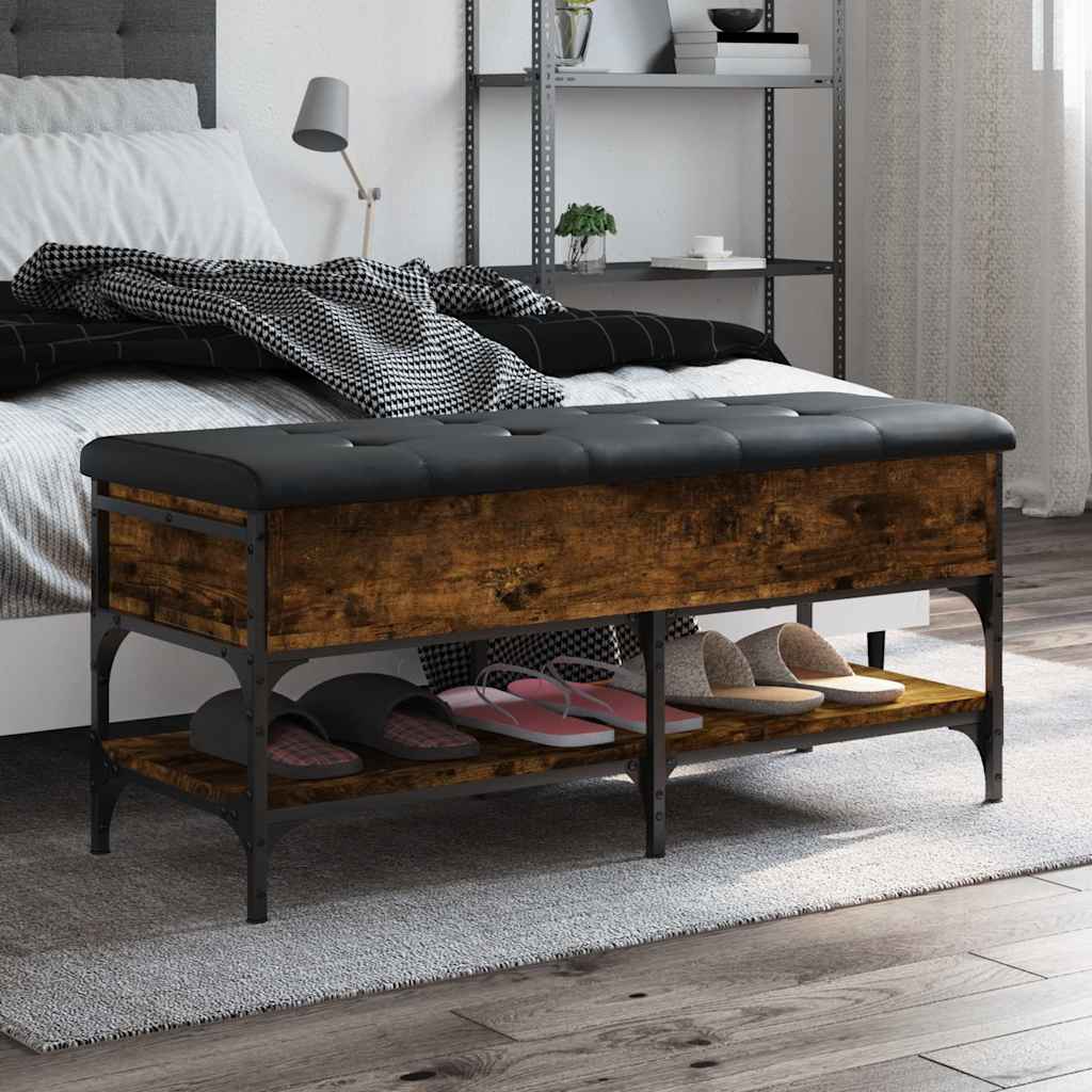vidaXL Shoe Bench Smoked Oak 102x42x45 cm Engineered Wood 1