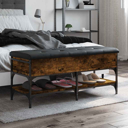 vidaXL Shoe Bench Smoked Oak 102x42x45 cm Engineered Wood 1