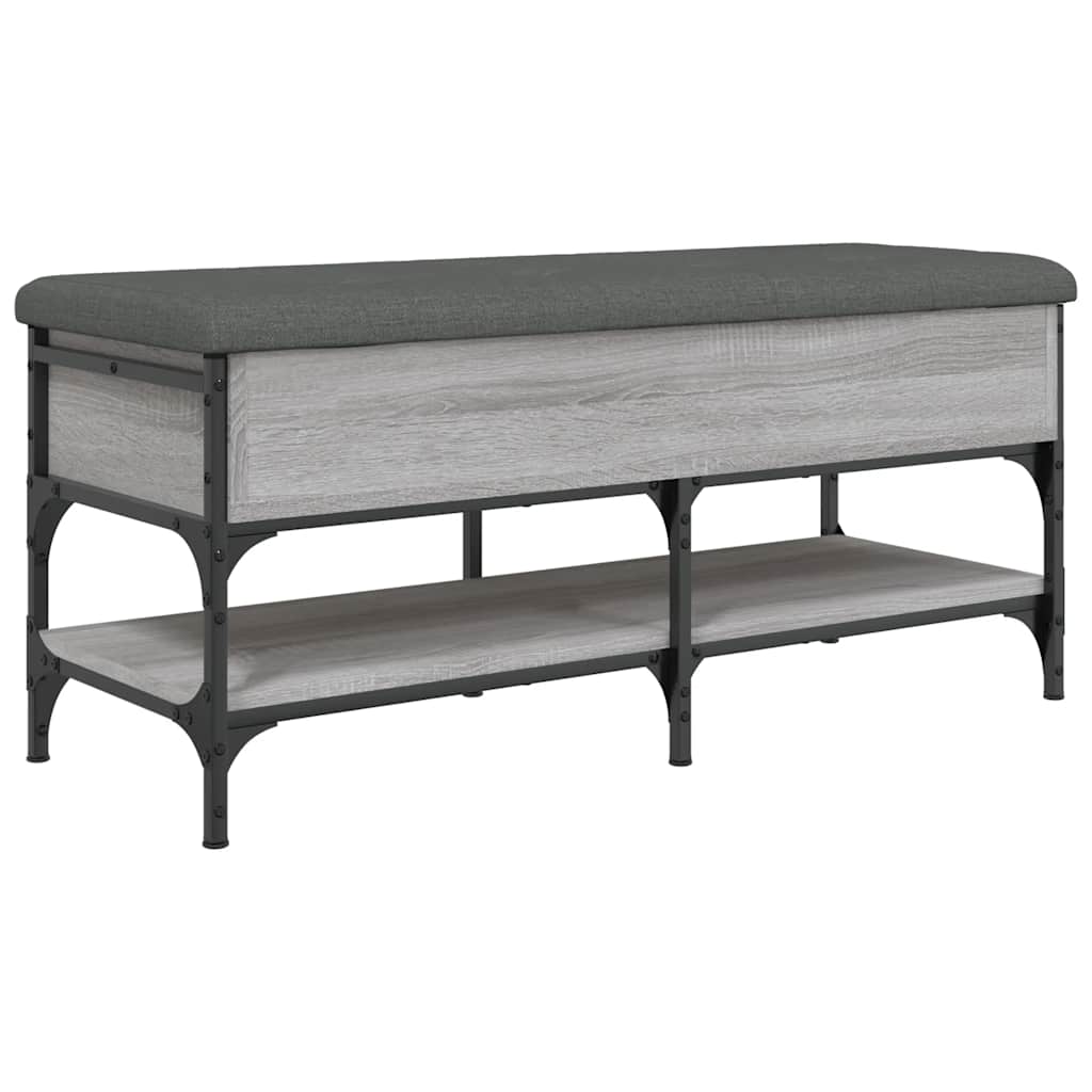 vidaXL Shoe Bench Grey Sonoma 102x42x45 cm Engineered Wood 2