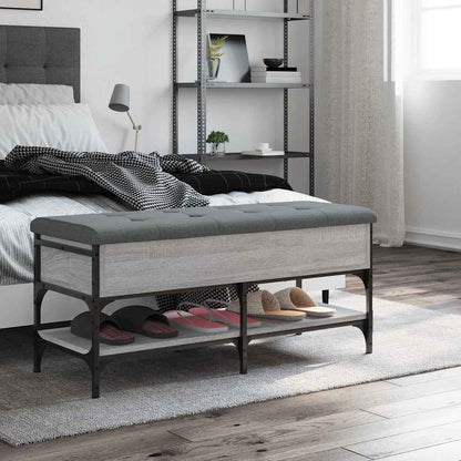 vidaXL Shoe Bench Grey Sonoma 102x42x45 cm Engineered Wood 3