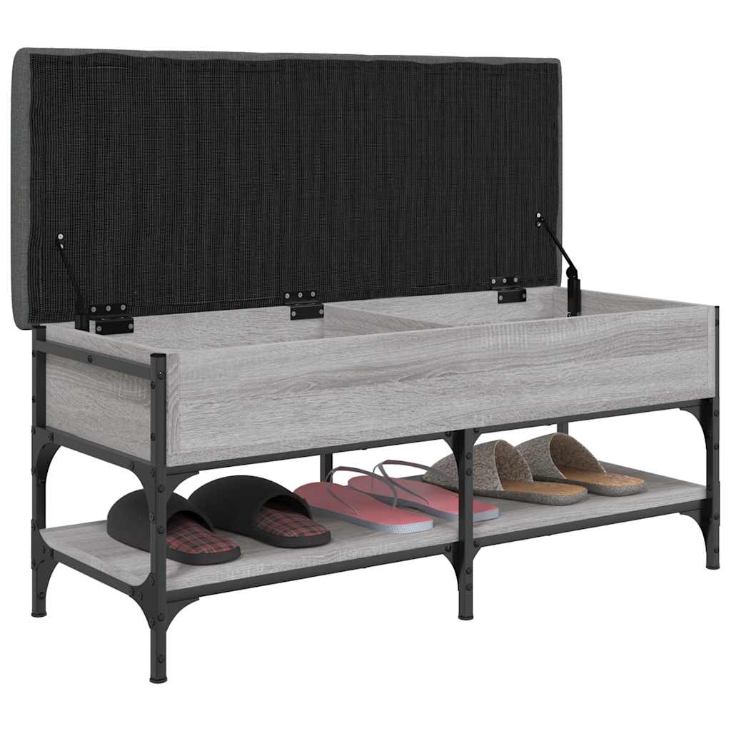vidaXL Shoe Bench Grey Sonoma 102x42x45 cm Engineered Wood 4