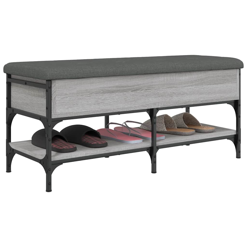 vidaXL Shoe Bench Grey Sonoma 102x42x45 cm Engineered Wood 5