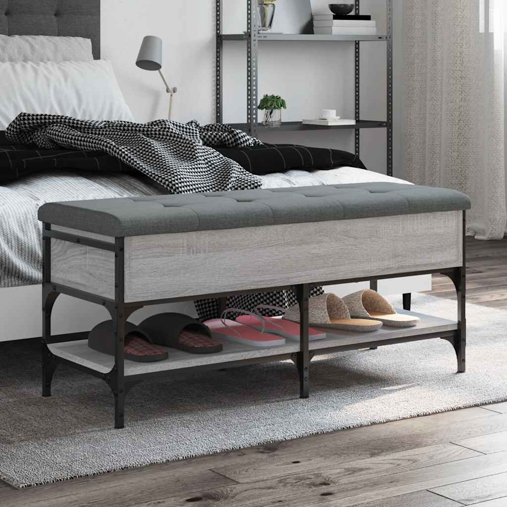 vidaXL Shoe Bench Grey Sonoma 102x42x45 cm Engineered Wood 1