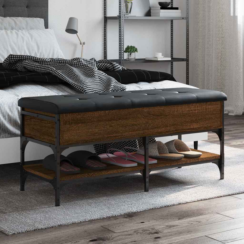 Shoe Bench Engineered Wood Brown oak 102 x 42 x 45 cm