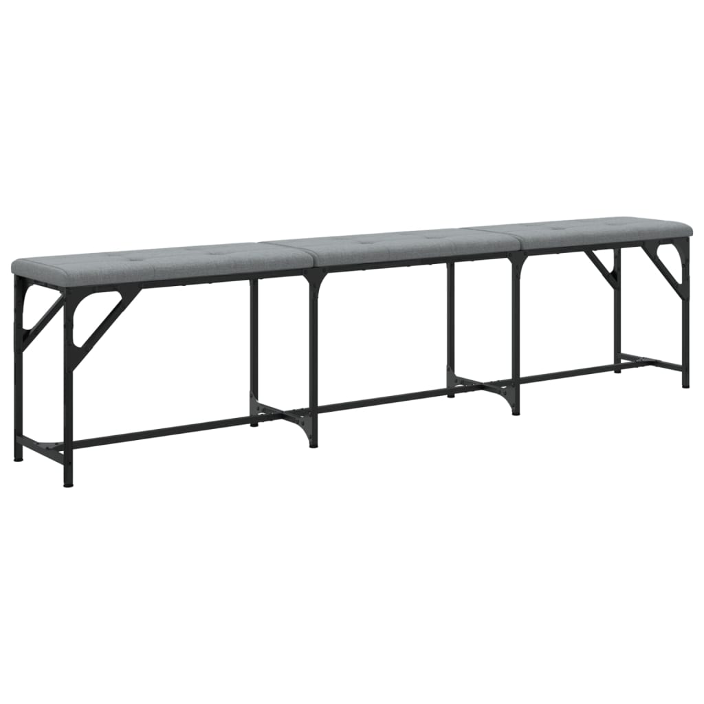 vidaXL Dining Bench Light Grey 186x32x45 cm Steel and Fabric 2