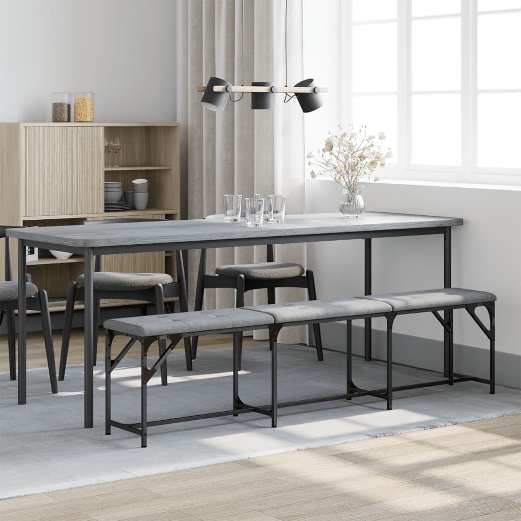 vidaXL Dining Bench Light Grey 186x32x45 cm Steel and Fabric 3