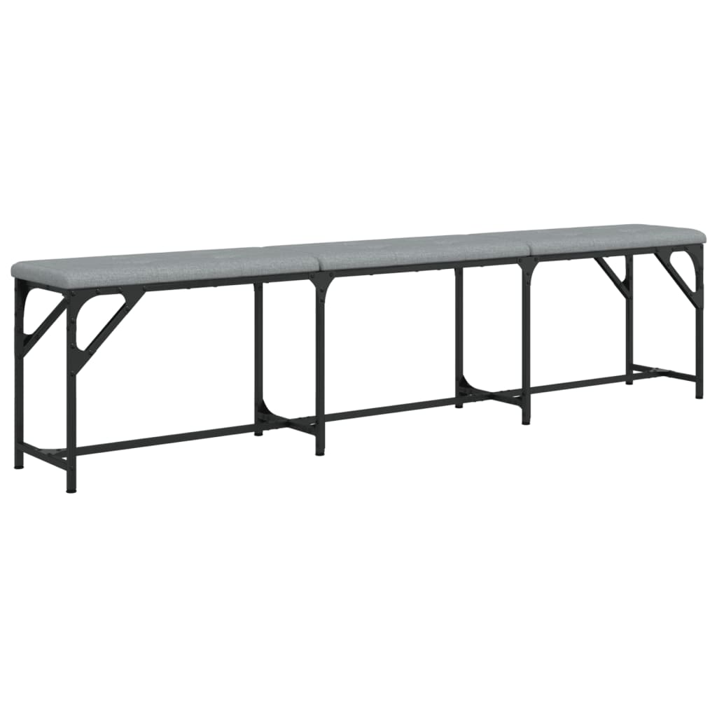 vidaXL Dining Bench Light Grey 186x32x45 cm Steel and Fabric 6