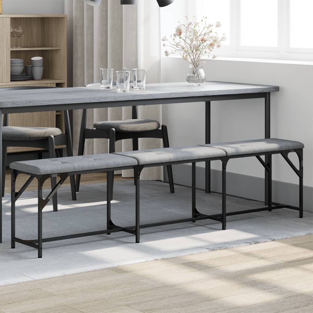 vidaXL Dining Bench Light Grey 186x32x45 cm Steel and Fabric 1
