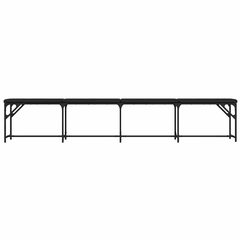 vidaXL Dining Bench Black 248x32x45 cm Steel and Faux Leather 4
