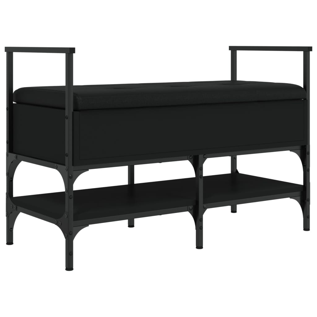 vidaXL Shoe Bench Black 85.5x42x57.5 cm Engineered Wood 2