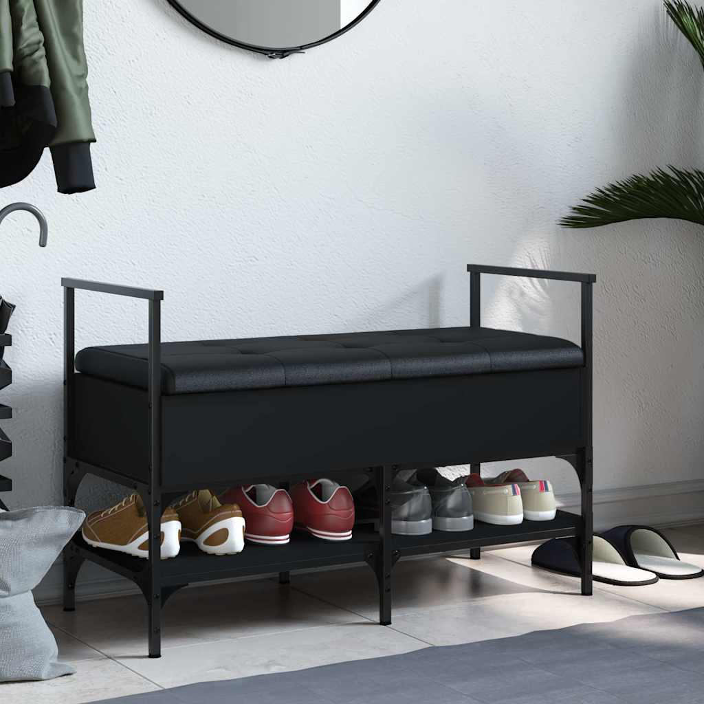 vidaXL Shoe Bench Black 85.5x42x57.5 cm Engineered Wood 3