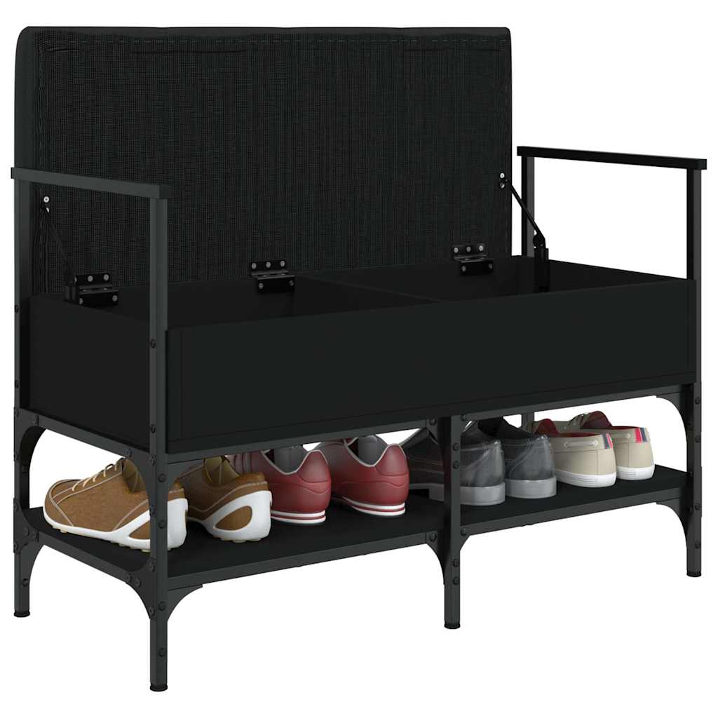 vidaXL Shoe Bench Black 85.5x42x57.5 cm Engineered Wood 4