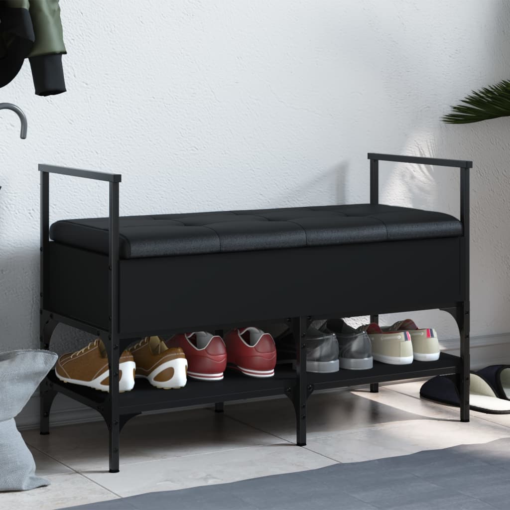 vidaXL Shoe Bench Black 85.5x42x57.5 cm Engineered Wood 1