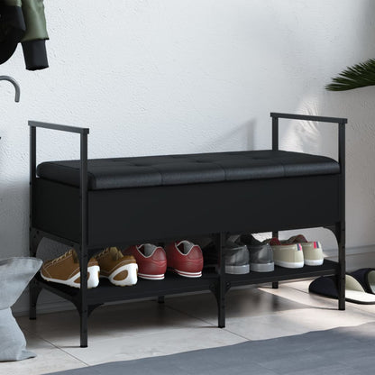 vidaXL Shoe Bench Black 85.5x42x57.5 cm Engineered Wood 1