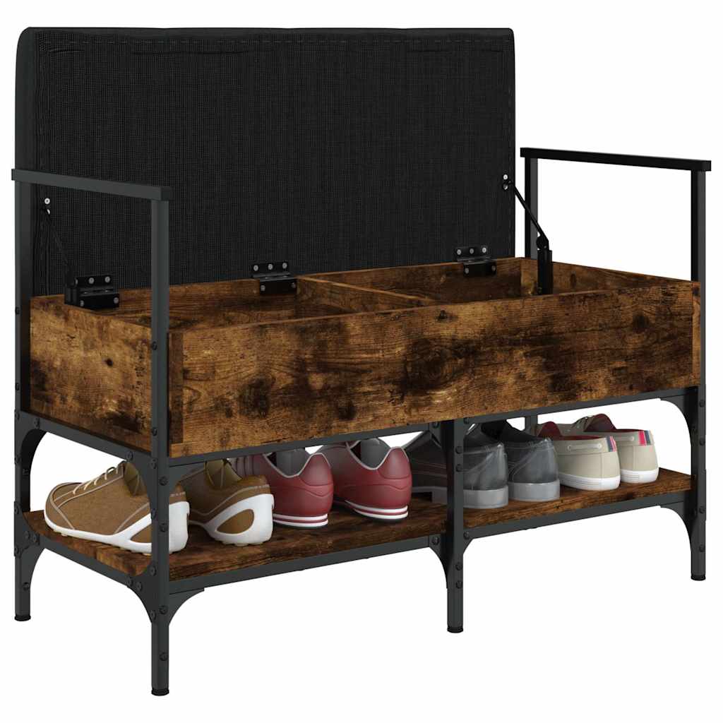 vidaXL Shoe Bench Smoked Oak 85.5x42x57.5 cm Engineered Wood 4