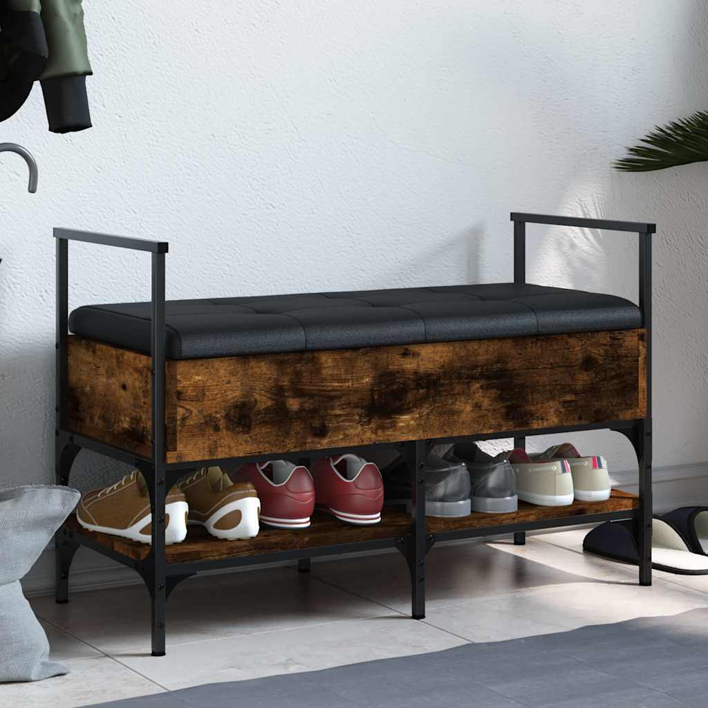 vidaXL Shoe Bench Smoked Oak 85.5x42x57.5 cm Engineered Wood 1